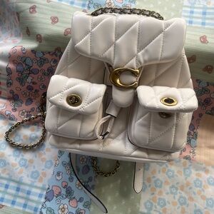 coach backpack dupe Teri Shoulder Bag  Signature Canvas (Gold/White/Chalk) Comment for the links 